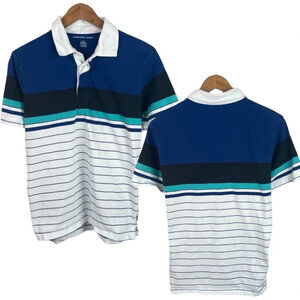 PO631 Mens American Eagle Standard Fit Rugby Style Striped Polo Shirt M
